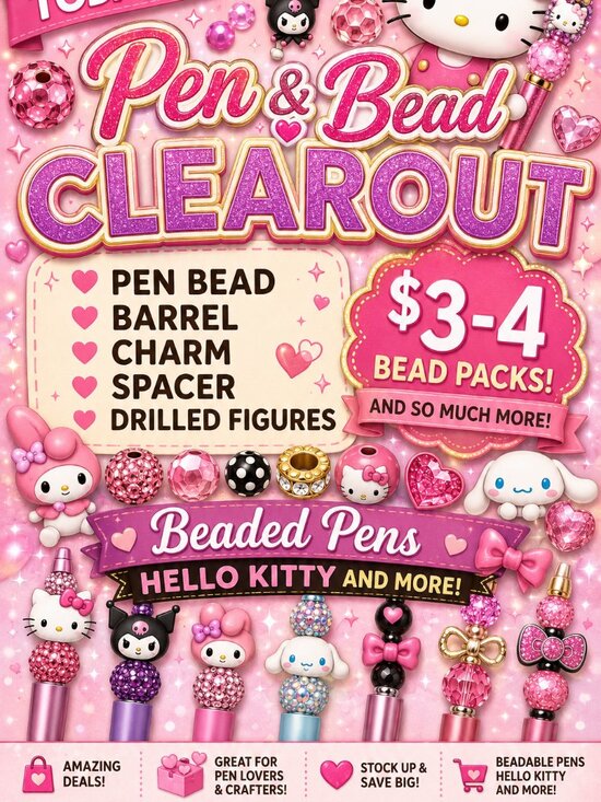Other - #1 Sprinkled Pink Live Show! Pen & Bead Clearout! 8/29